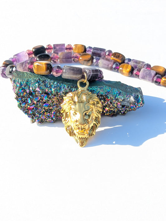 Crystal Amethyst "Lion of Judah Necklace"