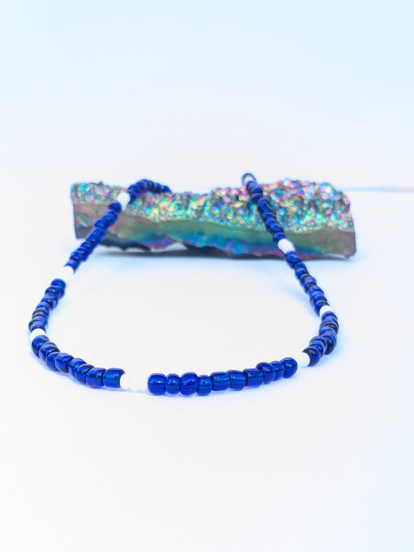 Blue Seed Bead "Immanuel" Necklace