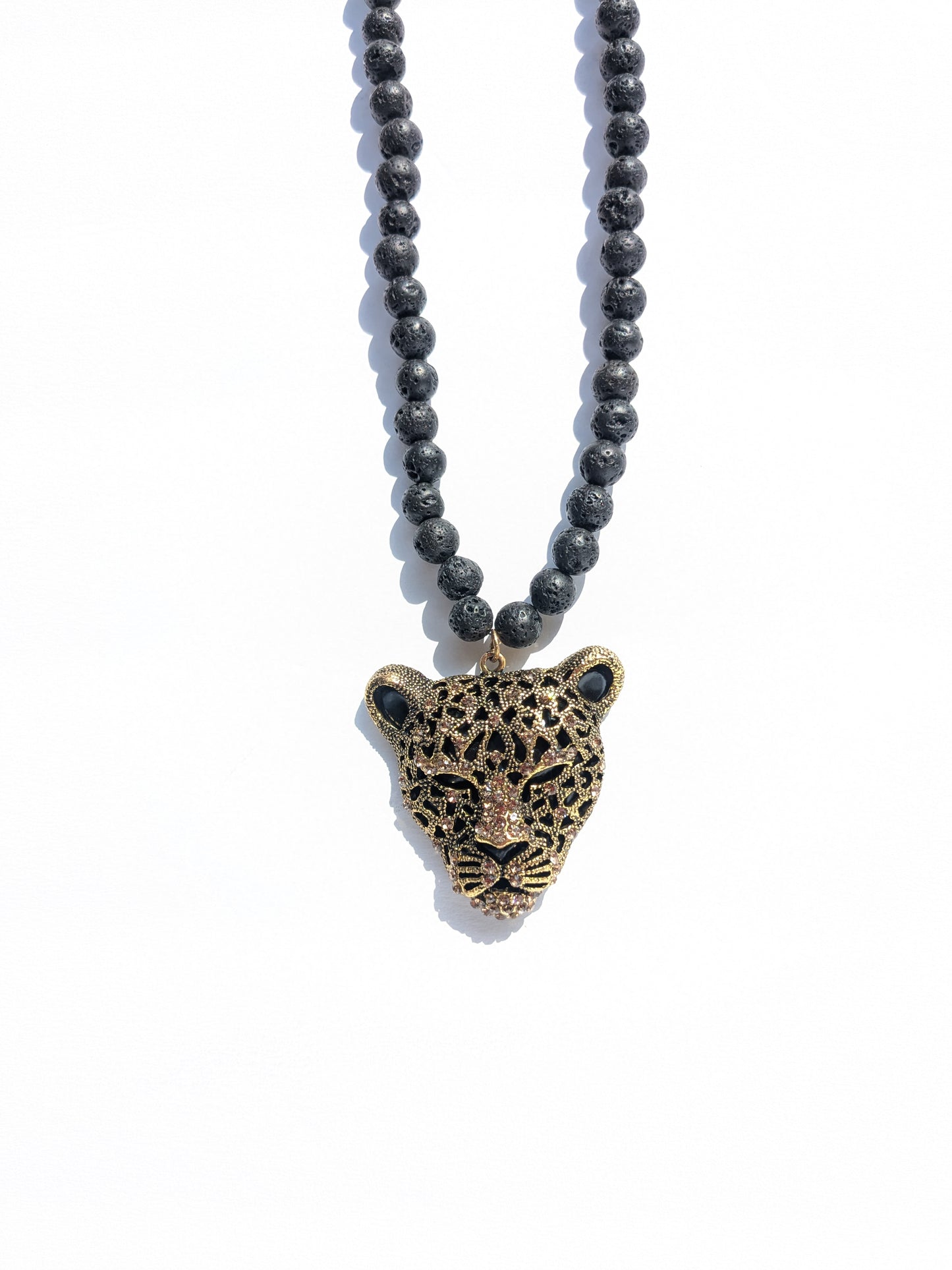 Crystal Lava stone Necklace "The Jag"