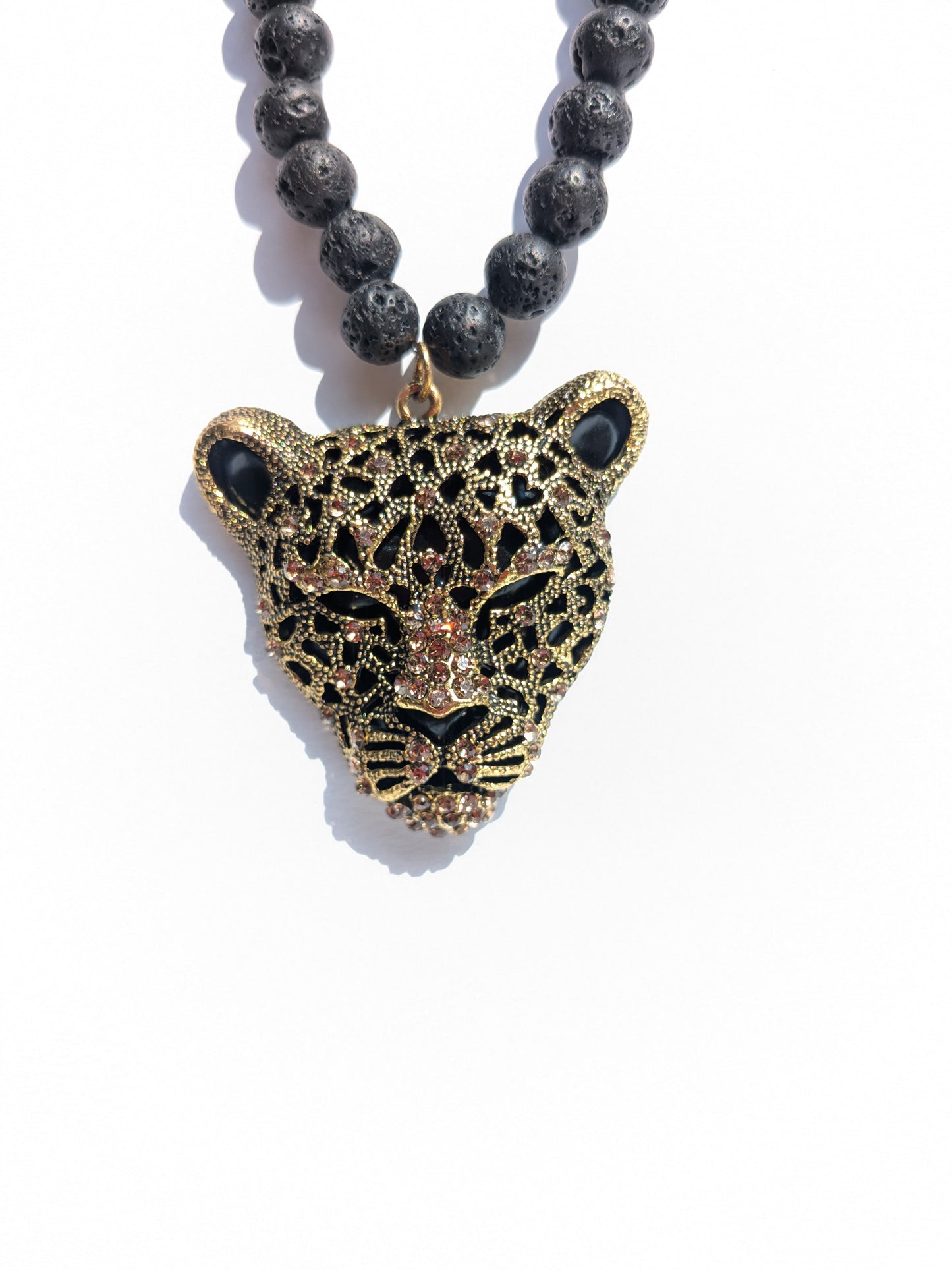 Crystal Lava stone Necklace "The Jag"