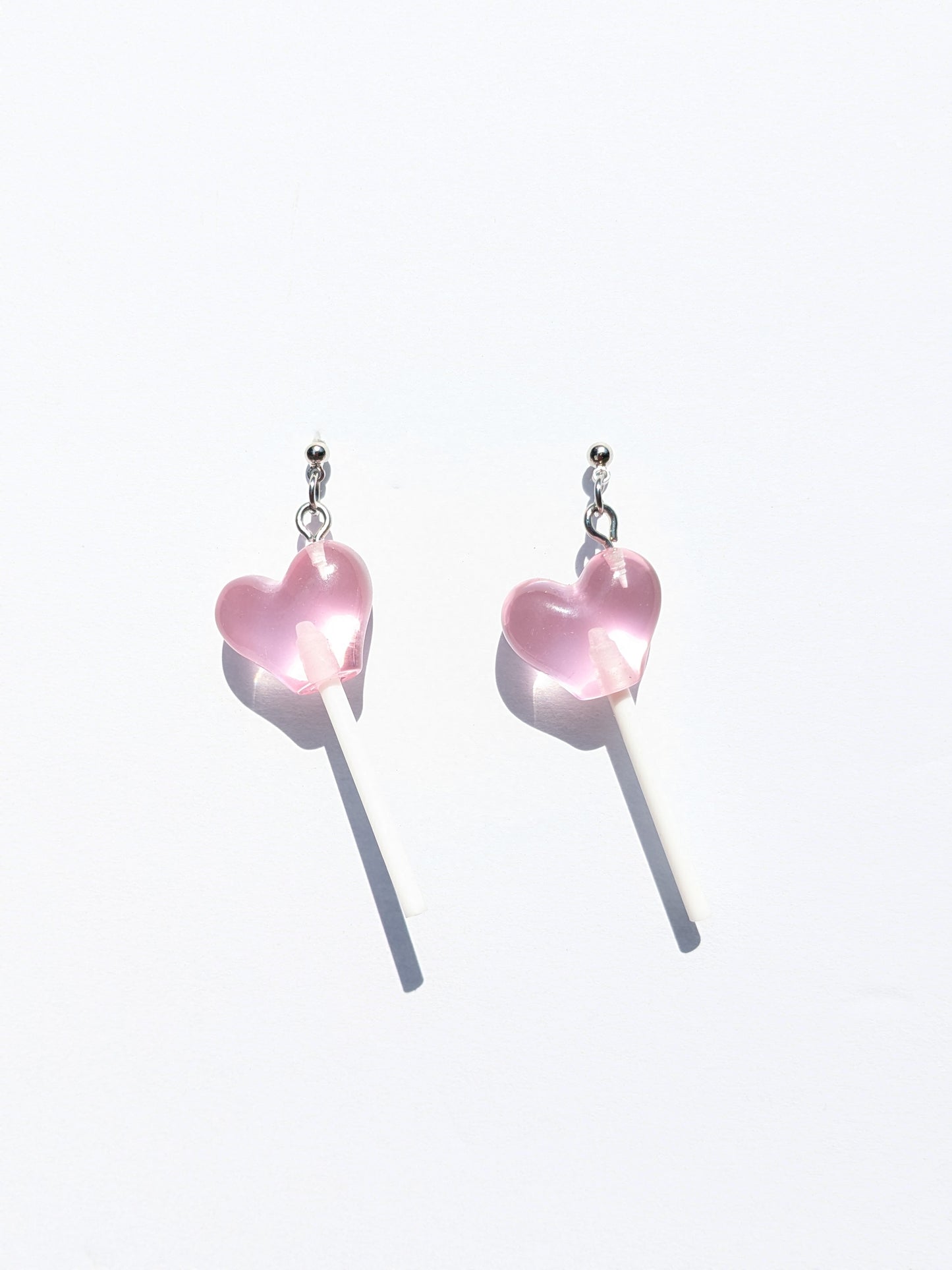 Pink heart "Lollipop" earrings