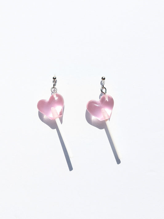 Pink heart "Lollipop" earrings